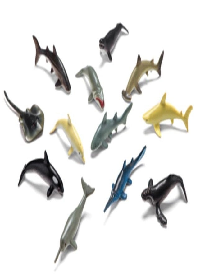 DIMAZO Small Kids Sea & Wild Animal Toys Sets for Fun, Educational, Spark Imagination and Learning (Multi Choice Sets) (Shark Fish) 12pcs - Image 1